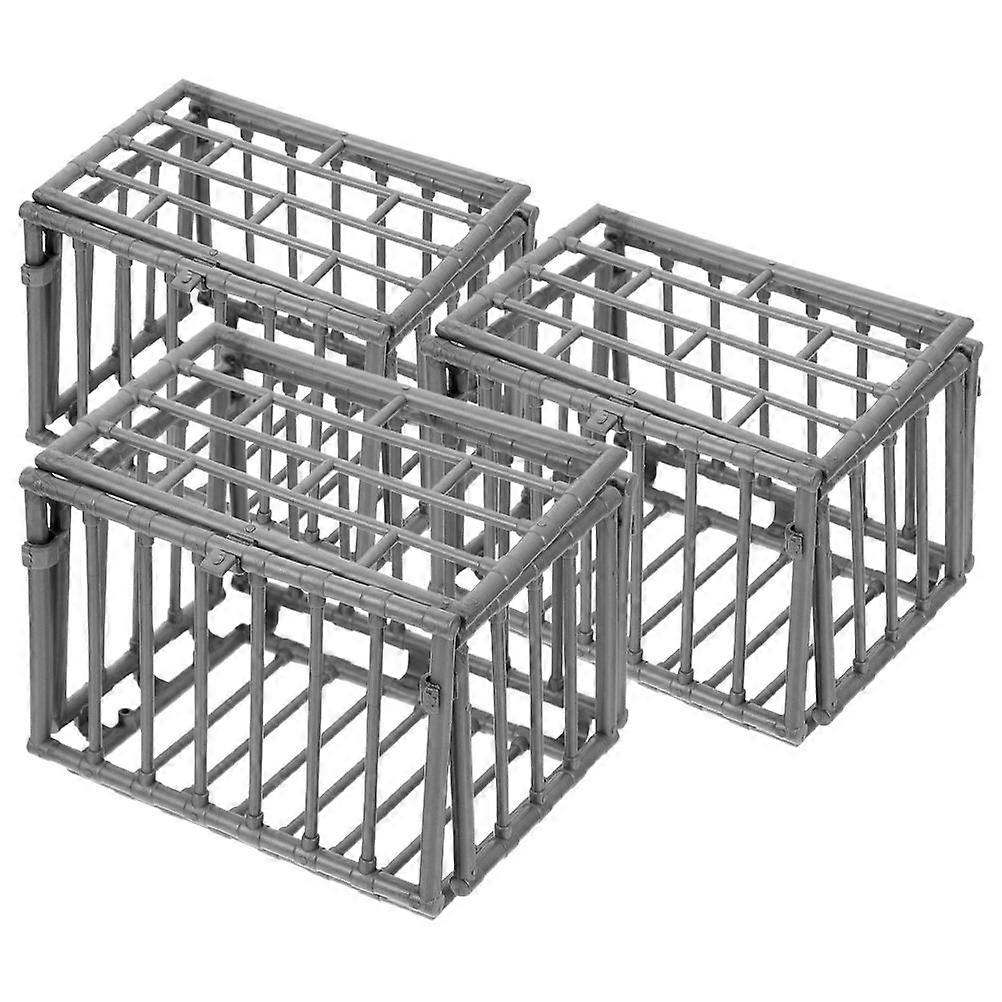Mini Decorative Cage Shaped Storage Toy For Kids And Hobbyists With Grey Finish 3Pcs