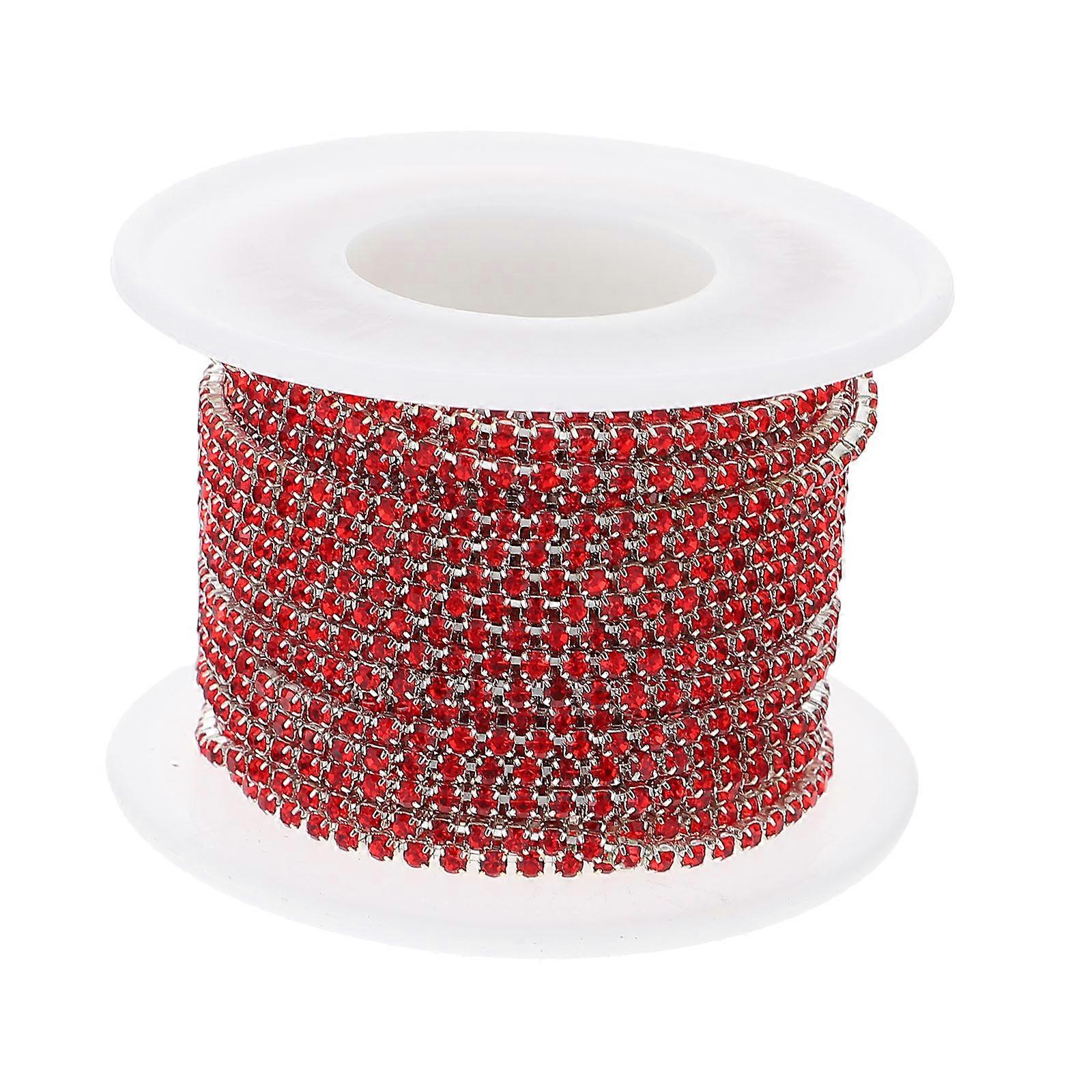 Craft Rhinestone String Chain Ideal For Decorating Weddings And Celebrations On Occasions Measures 1 Roll (10 Meters) In Red