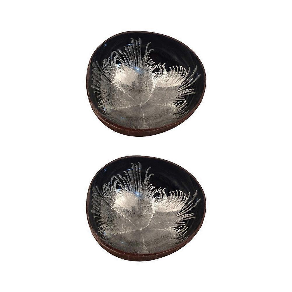 White Coconut Shell Style Bowl for Storage with Unique Design and Finish 2pcs