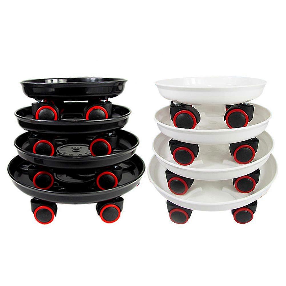 Movable Flower Pot Holder With Wheels For Indoor Use In White 1Set To Move Plants Easily
