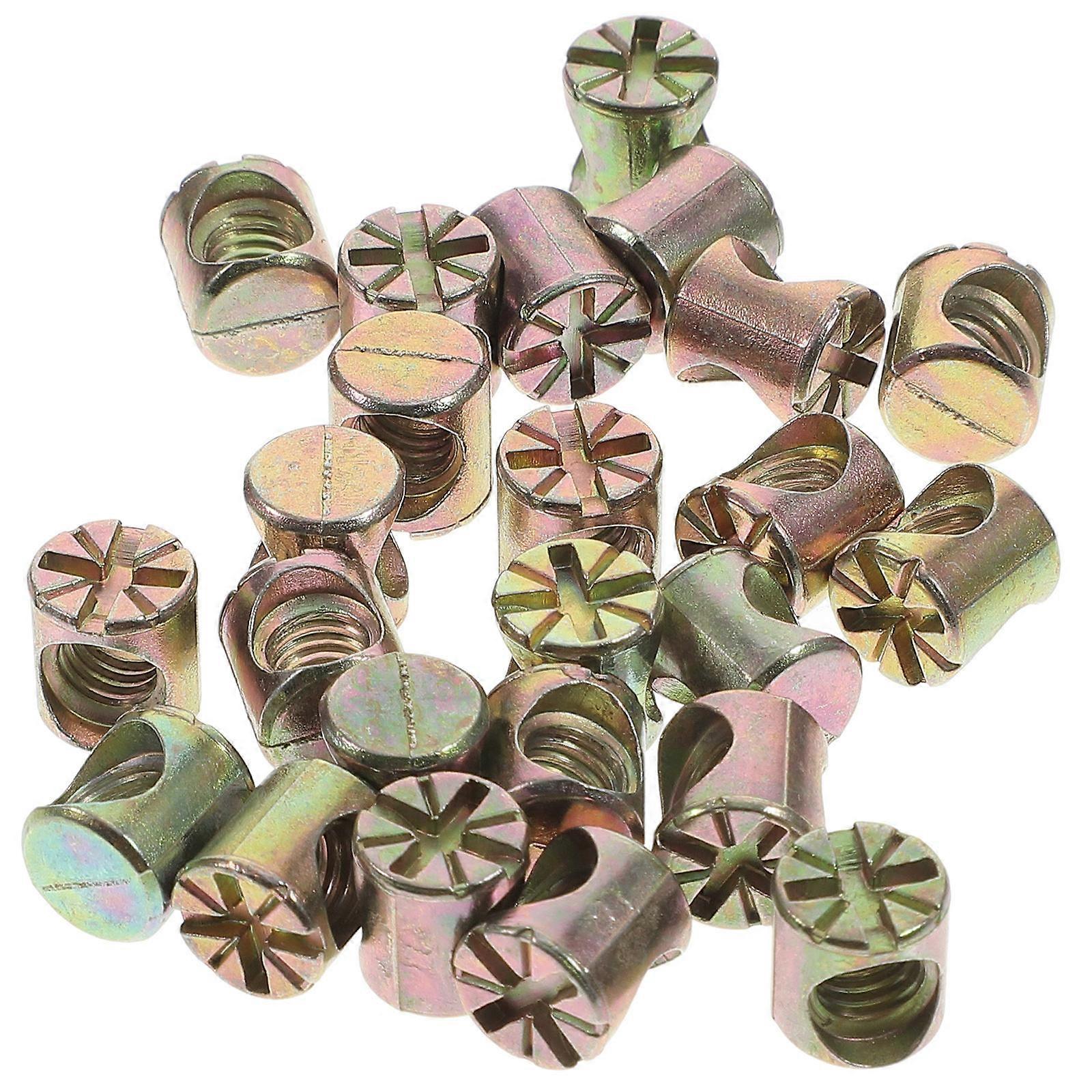 Premium Quality Barrel Nut 20Set M6x10mm Golden Zinc Alloy Suitable For Bed And Crib Assembly