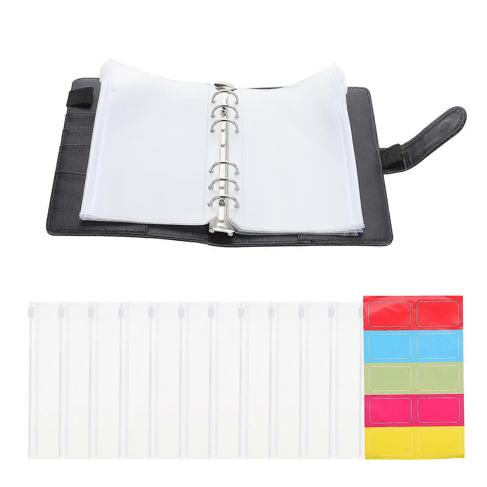 Cash Envelope Wallet Budget Planning Binder Portable Expense Notebook For Daily Use A6 Black Waterproof Storage For Receipts 1 Set