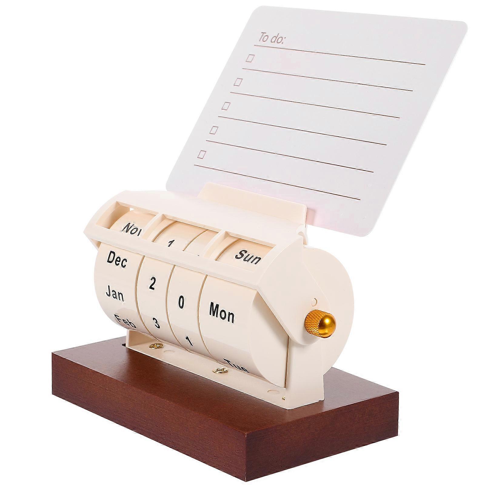 Wood Perpetual Calendar with Numbered Blocks for Home Decor Office Supply 1 Set