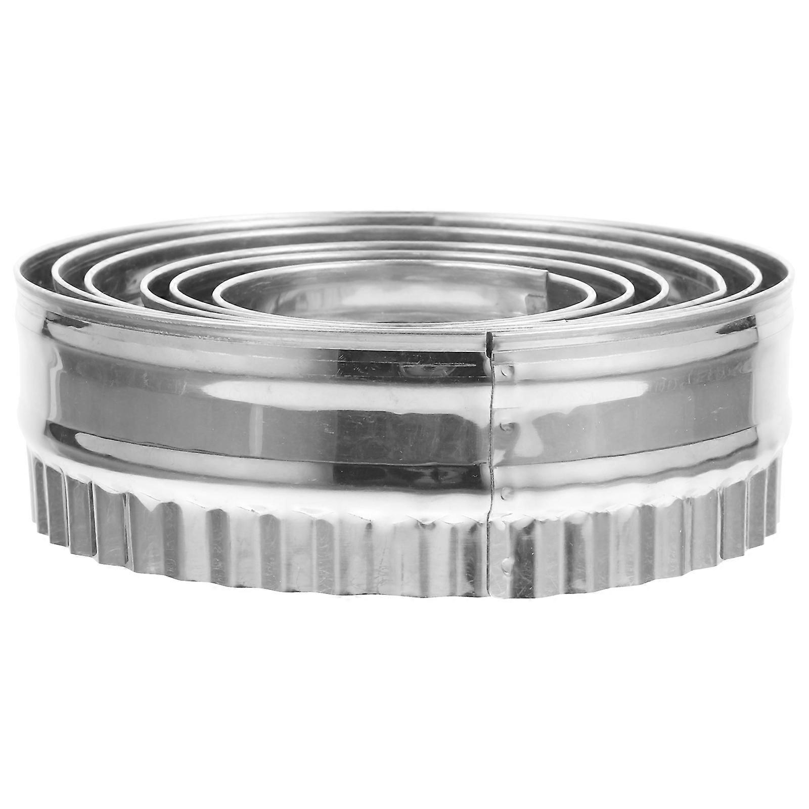 6Pcs Silver Round Pastry Mold Kitchen Tools For Baking Enthusiasts 7.5X7.5CM Easy Release