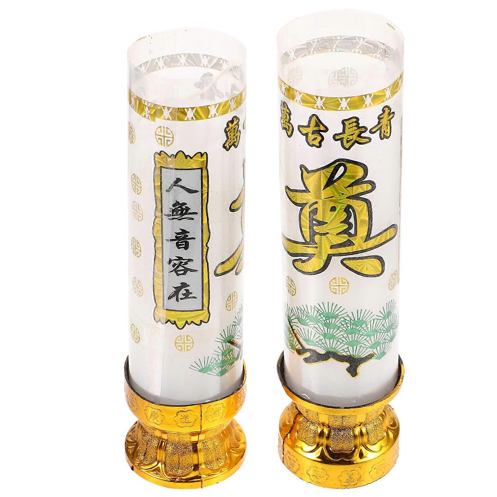 Funeral Supply Altar Candle 1 Pair For People In Mourning Traditional Chinese Design Assorted Color Long Burning