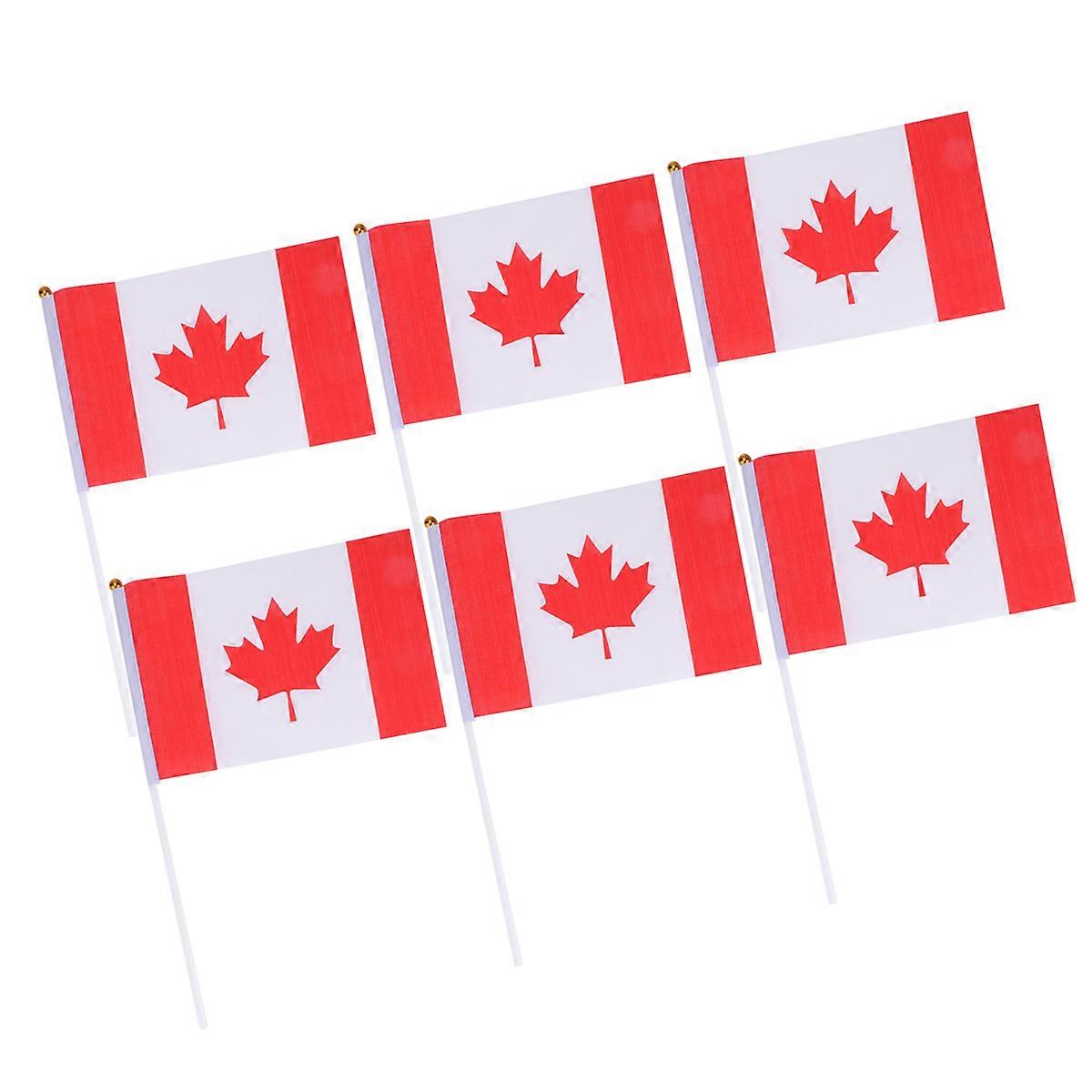20Pcs Small Canada Flags On Stick Decoration For Classroom Garden Grand Opening And Parades