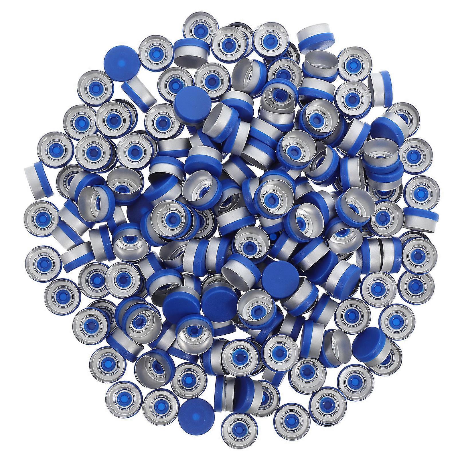 200pcs Blue Flip Top Caps for Bottles Airtight Aluminum Plastic Composite Sealing Vial Lid
