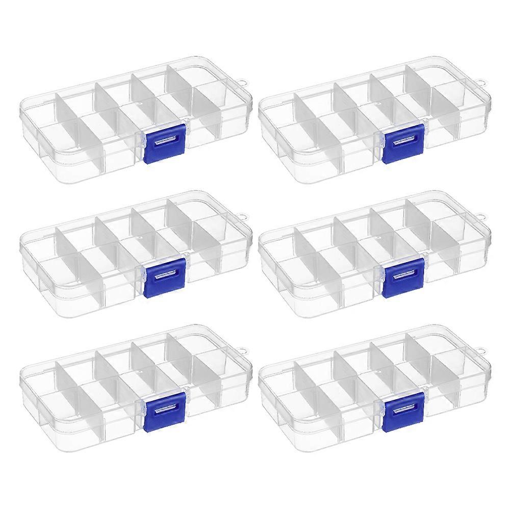 6 Pieces Transparent PP Storage Box with Adjustable Dividers for Beads Jewelry and Small Parts