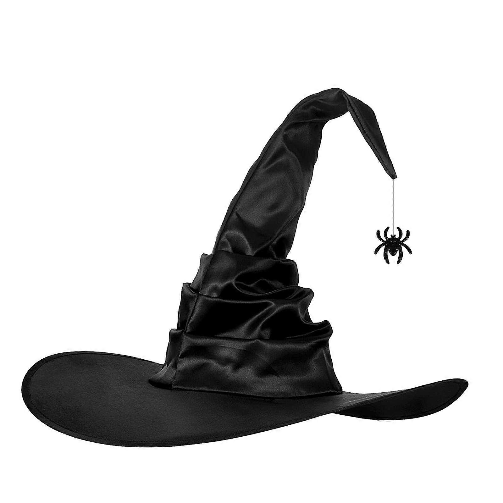 Witch Hat Halloween Pointed Hat with Spider Bat Wizard Hat