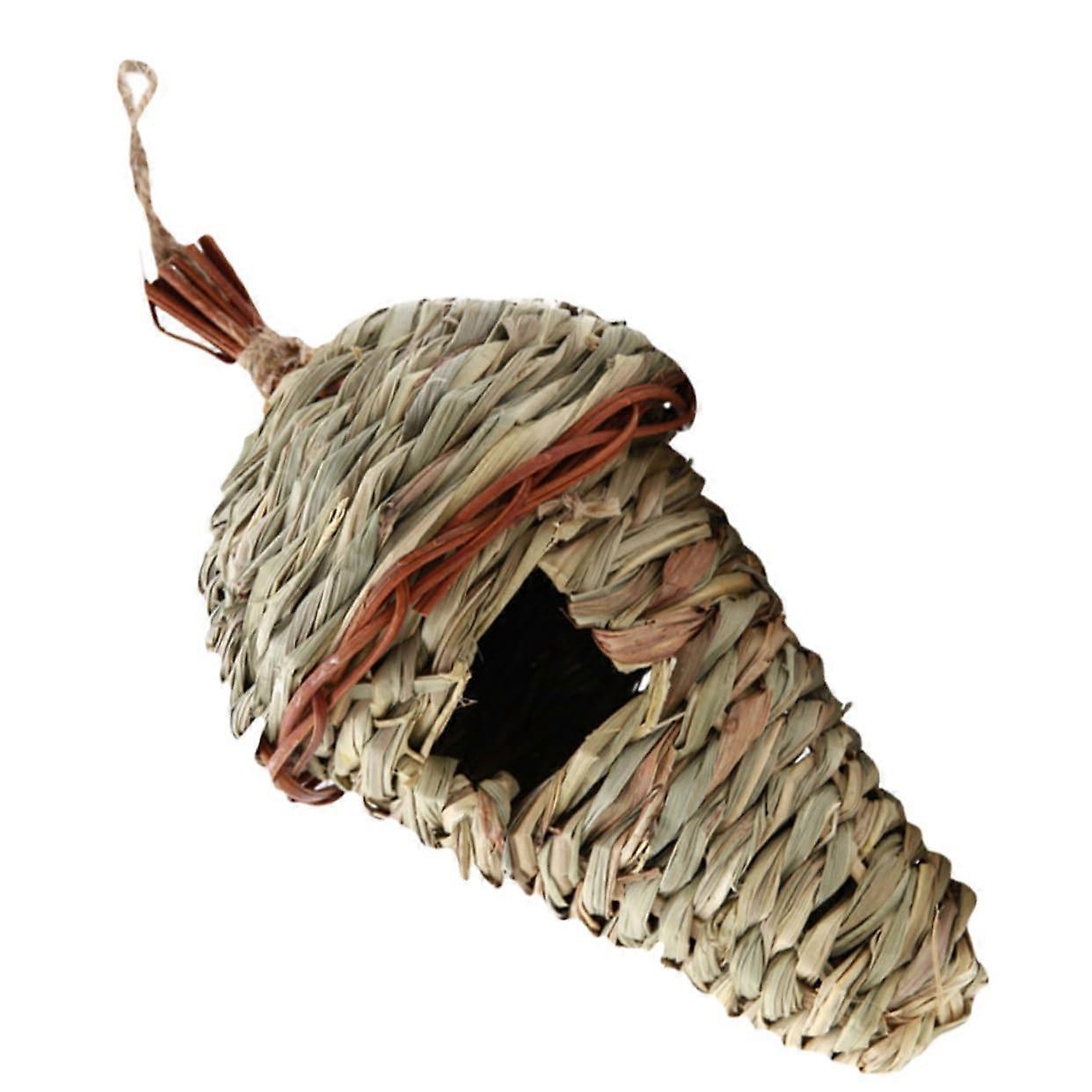 Handcrafted Birdhouse with Reed Decoration - Cozy Nest for Canaries, Parrots, and Small Birds for Garden and Home