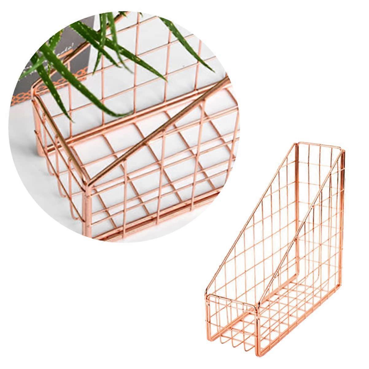 Nordic Style Document Organizer Rose Gold Desk Tray for Office and Home Storage for Letters and Documents