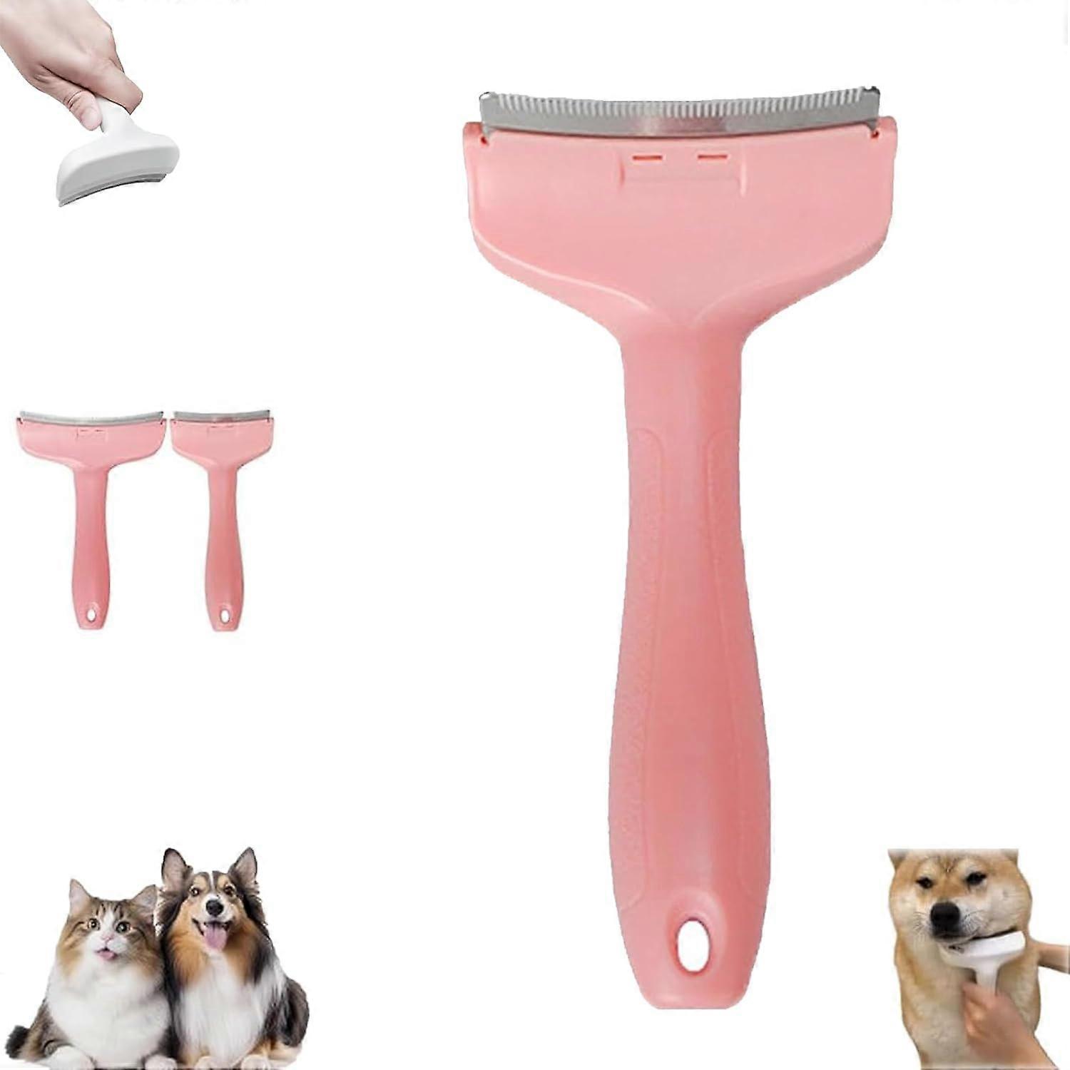 Pet dog hair comb large + small (pink)