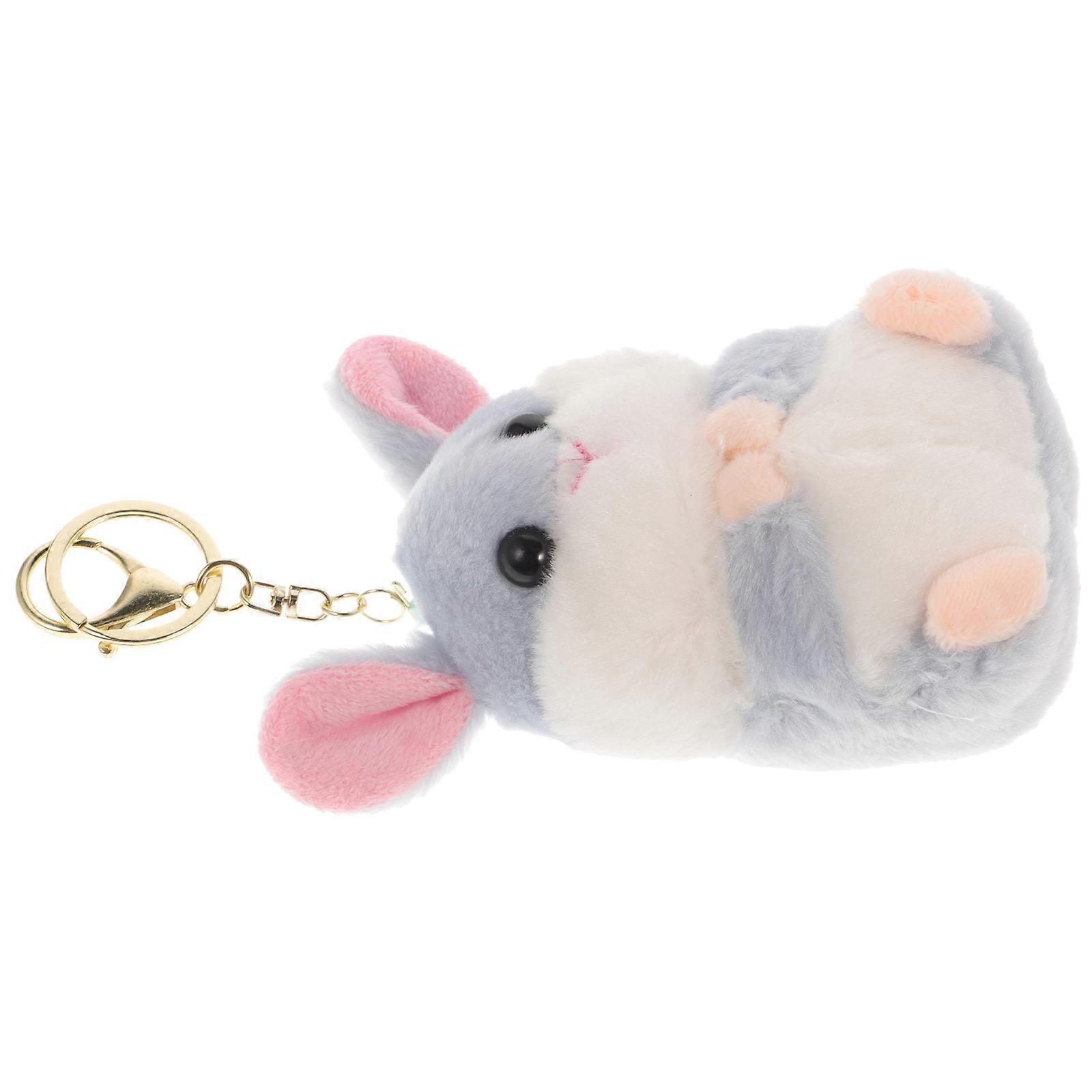 Sky-Blue Keyring Charm Plush Doll Hamster Bunny For Parties Anniversaries And Backpacks Made With PP Cotton And Metal 1Set