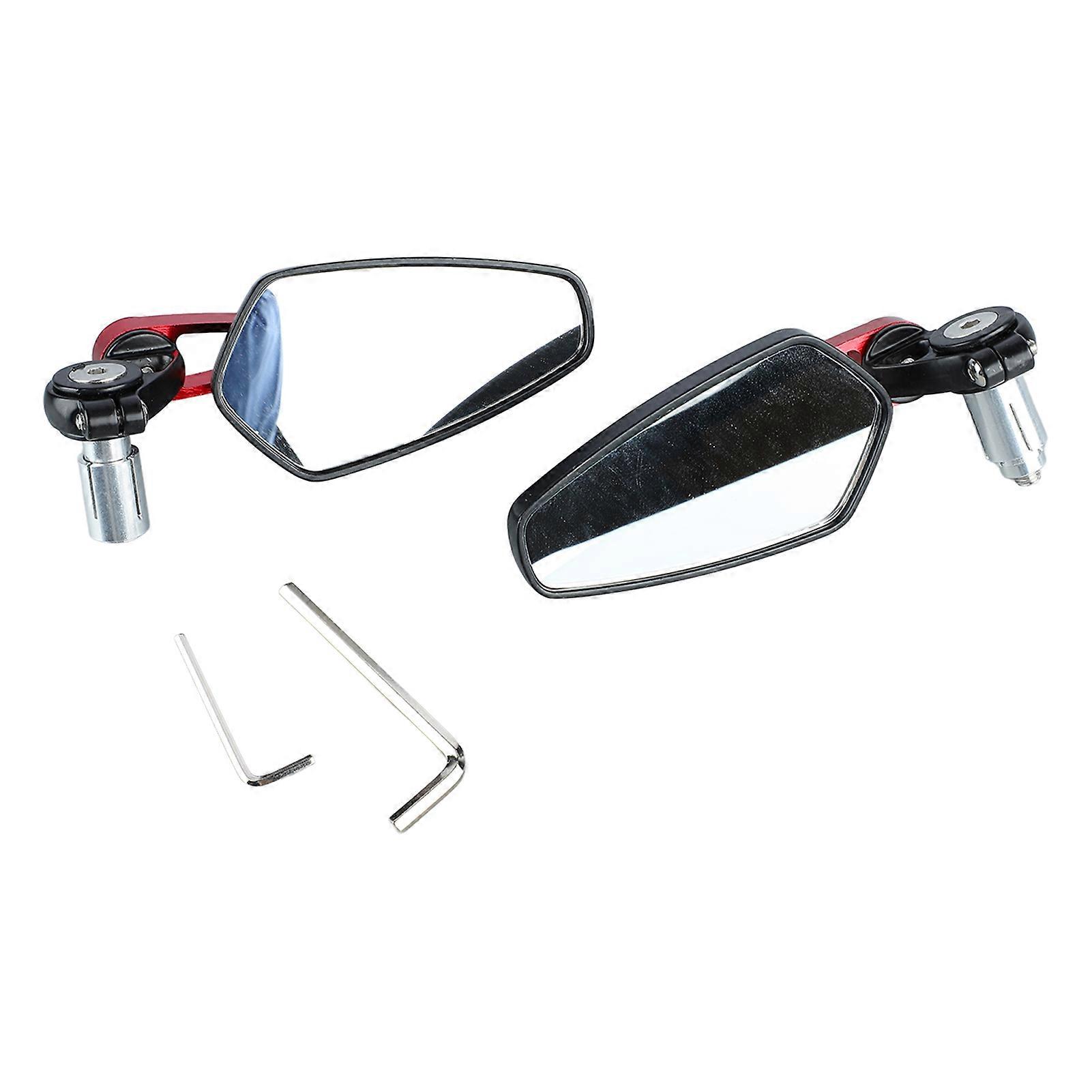 Universal Motorcycle Handlebar Mirrors 360° Rotatable Pair Red with Smooth Glass for Clear Rear Vision