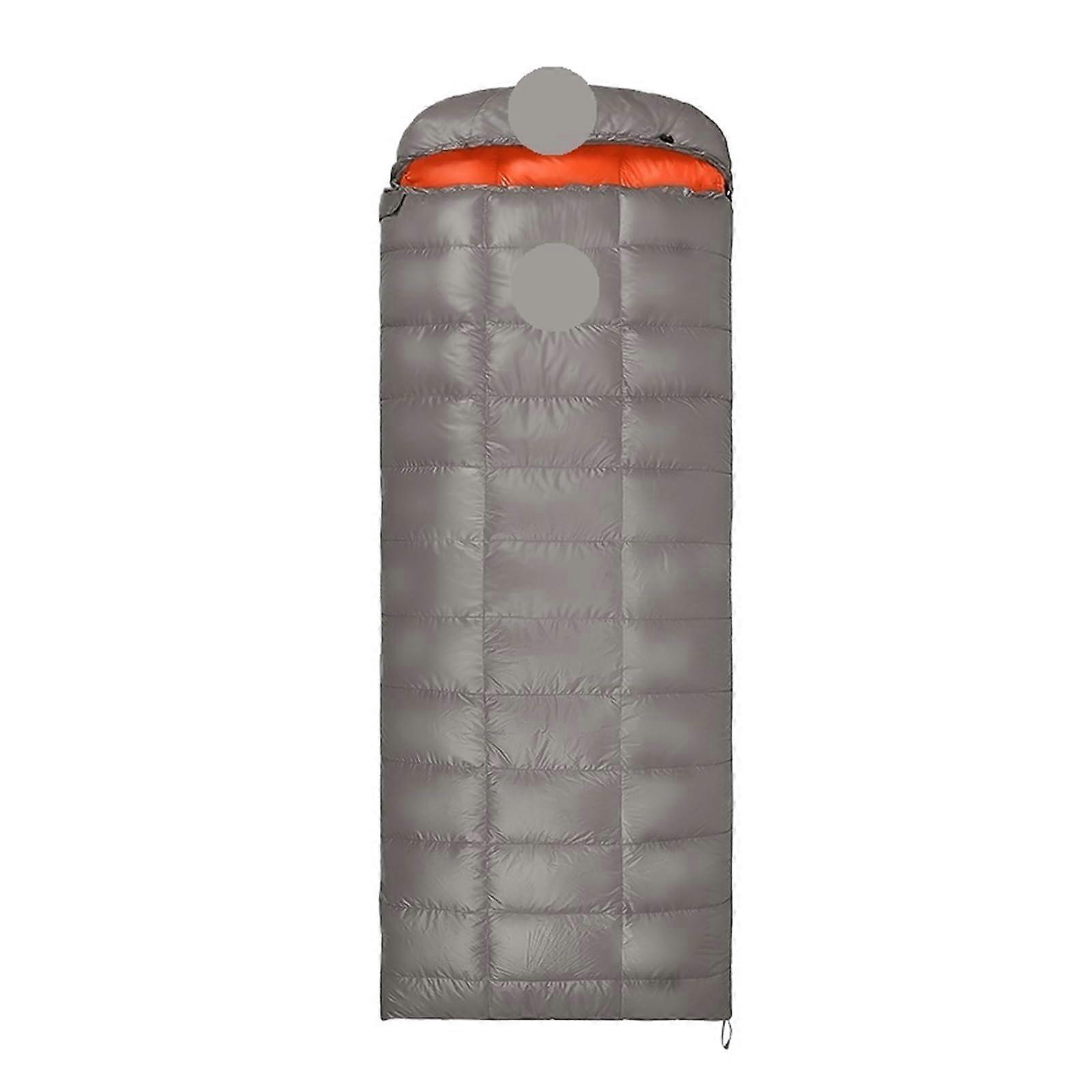 Camping Sleeping Bag Envelope Style Ultralight Goose Down Waterproof Winter 1000G Grey