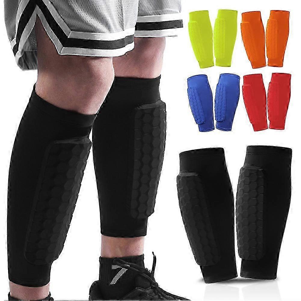 1 Pair Shin Defender Kids Adults Sports Shindefender Compression Sleeve with Honeycomb Pads