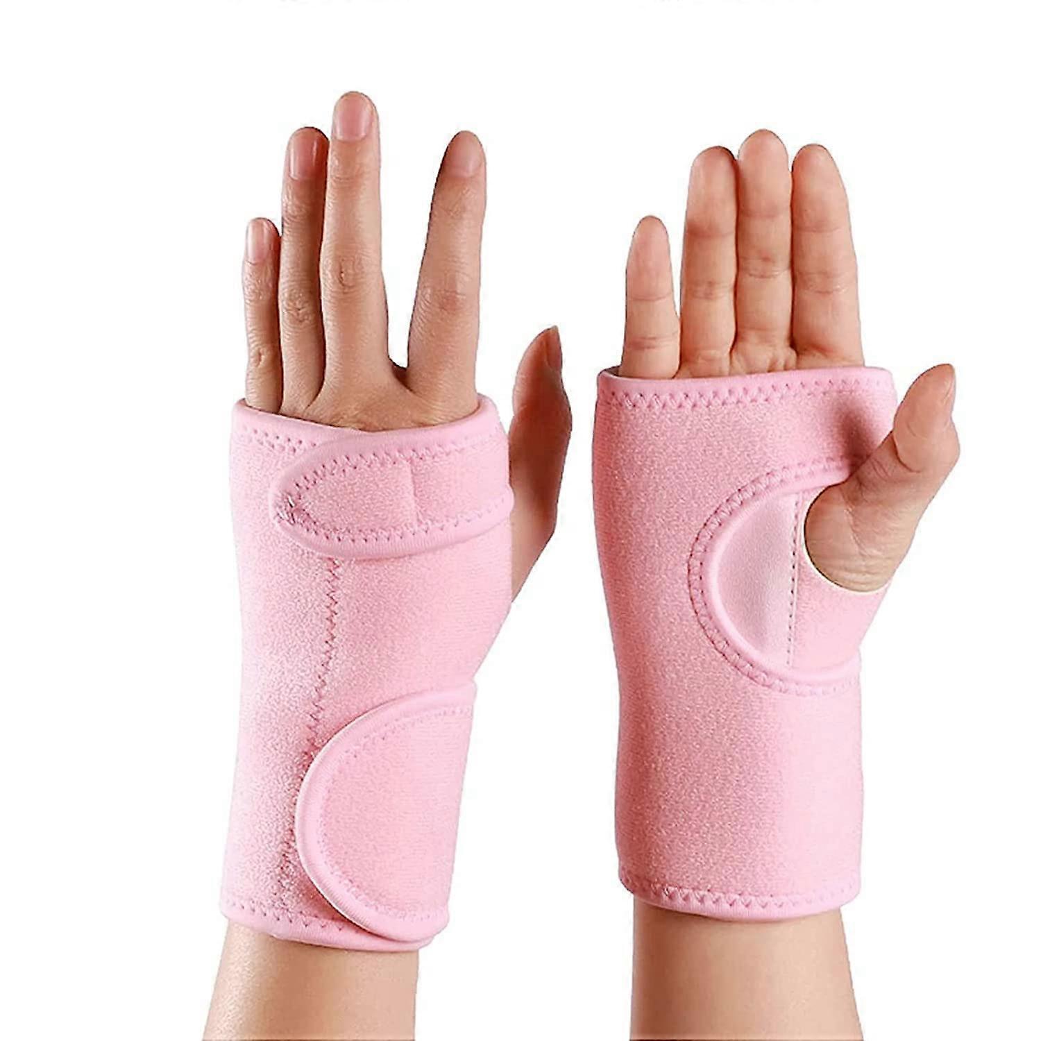 Wrist Splint for Carpal Tunnel - Left Hand Pink, Adjustable Strap Wrist Support Brace for Arthritis Tendonitis Sprains