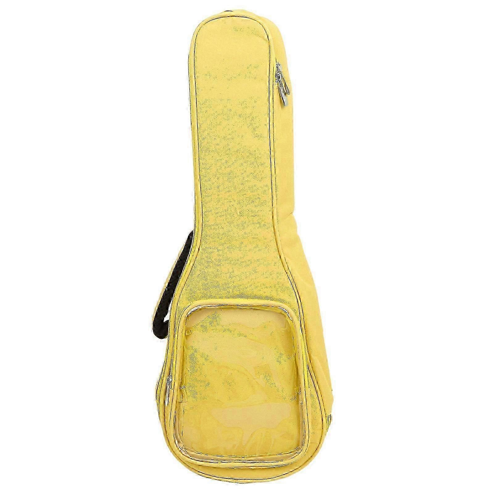حقيبة غيتار 23 بوصة حقيبة تخزين القيثارة حقيبة حمل حقيبة ظهر أكسفورد من القماش مع جيب شفاف أصفر