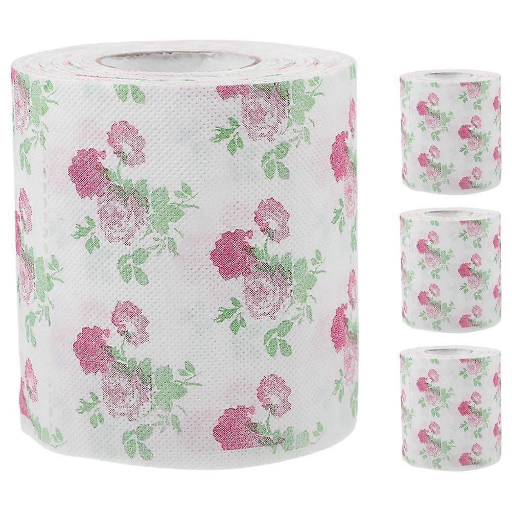 4 Rolls of Toilet Paper Printed Roll Paper Decorative Fun Printing Napkin Bathroom Tissue