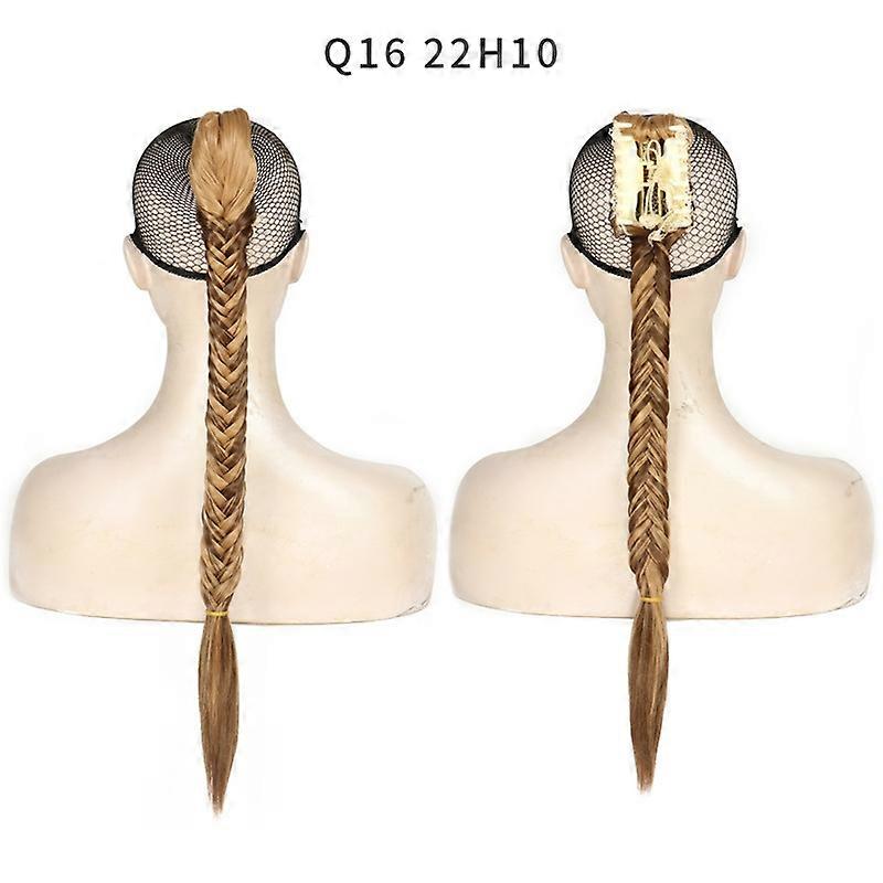 Syntetisk fisksvansfläta hästsvans med kloklämma 24 tum lång flätad flätad hästsvans Hårstycken med 