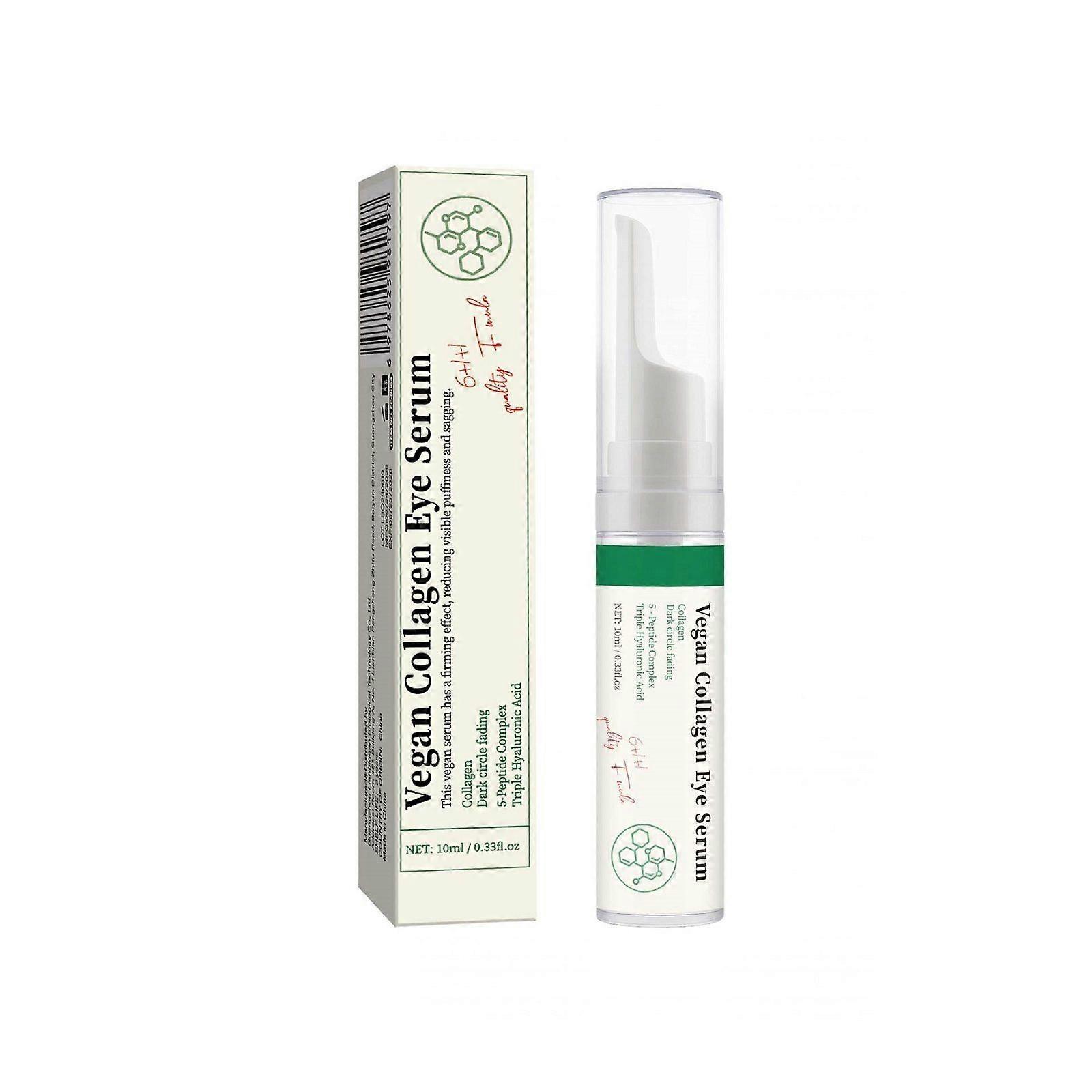 Vegan Collagen Eye Serum - Triple Hyaluronic Acid & Peptide Collagen Serum Improve Skin Elasticity, Reduce Fine Lines & Dark Circles - Anti-Aging Eye