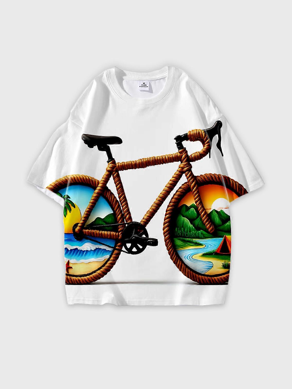 T-Shirt Short Sleeve Round Neck, Summer Casual Loose Graphic Tee, Unisex Pattern V3494