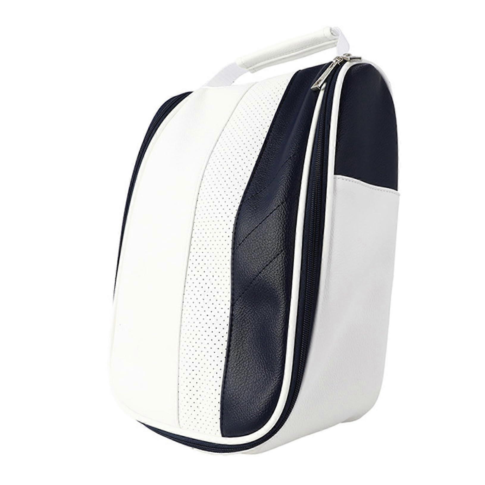 Golf Shoe Bag Waterproof Dustproof with 360° Breathable Mesh, Foldable Portable Storage Pouch, White 36x24x13cm