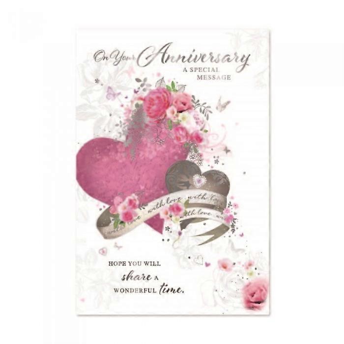 Simon Elvin A Special Message Heart Anniversary Greetings Card (Pack of 6)