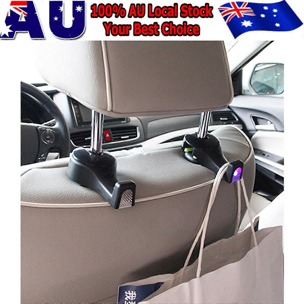 Durable Car Headrest Hooks with Flashlight for Bag Organization Black ABS 2 Pack Fits Most Cars