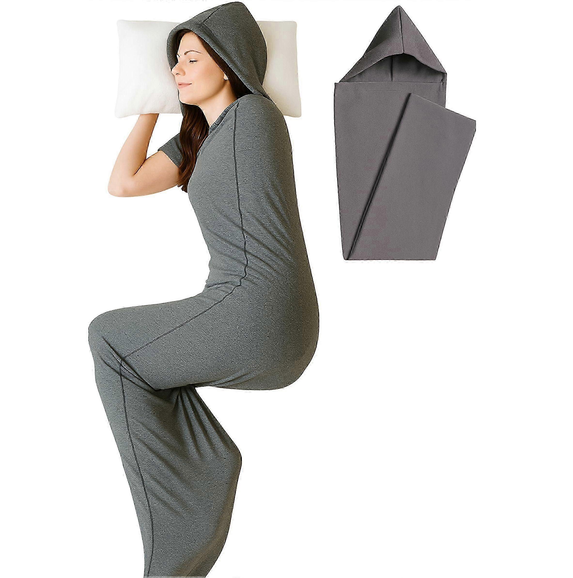 Wearable blanket for adults, compression sleep sack with breathable fabric for airplane and hotel use