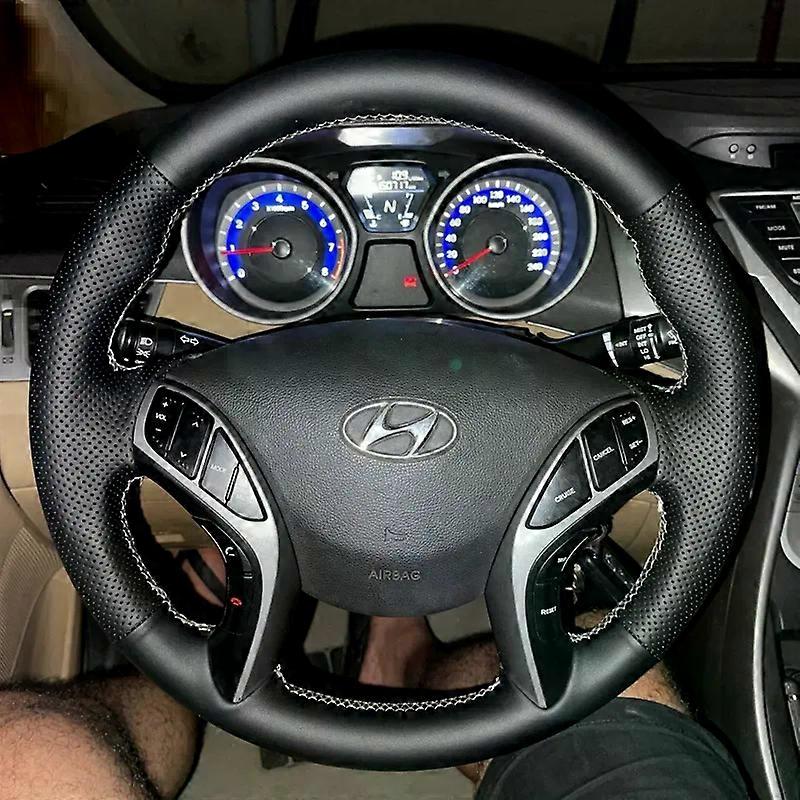 Car Steering Wheel Braid Cover Customized Anti-Slip Black Artificial Leather Suitable for Hyundai Elantra 2011-2018 Avante i30 2012-2018