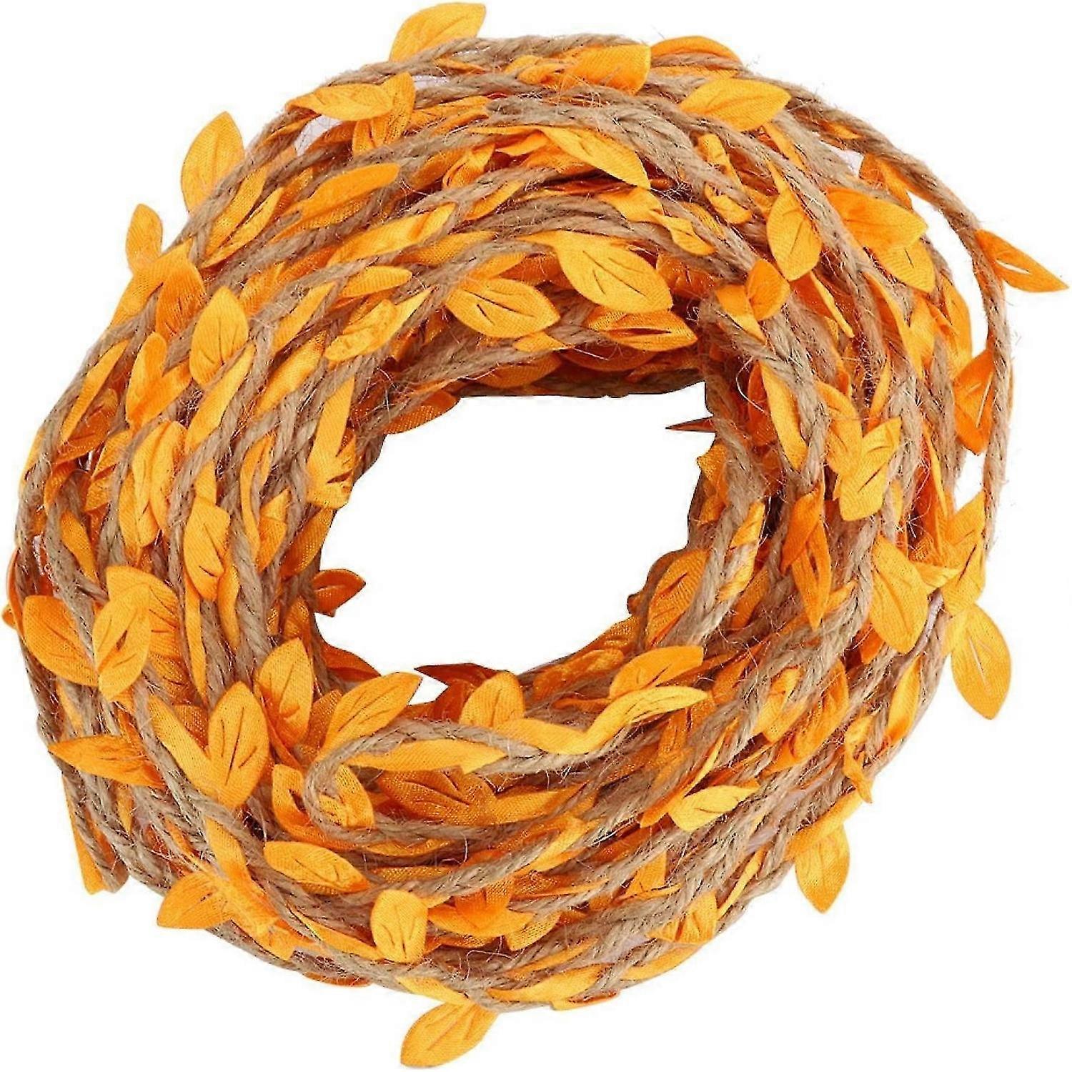 10 m Jute String Decorated with Faux Foil Garland, Canvas Twine Packaging, Rustic Rattan Garlandyellow