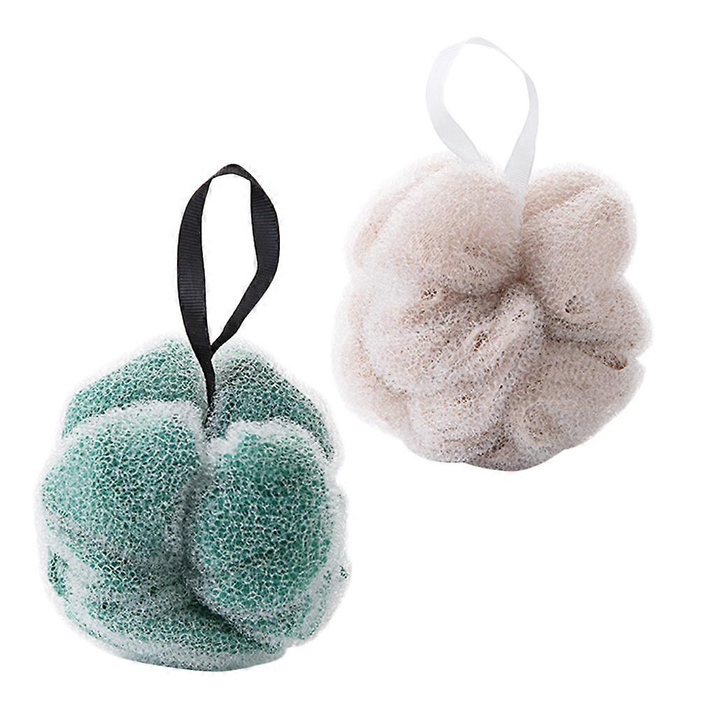 Soft Comfortable Bath Ball for Shower Use with Hanging Rope Assorted Color 2pcs