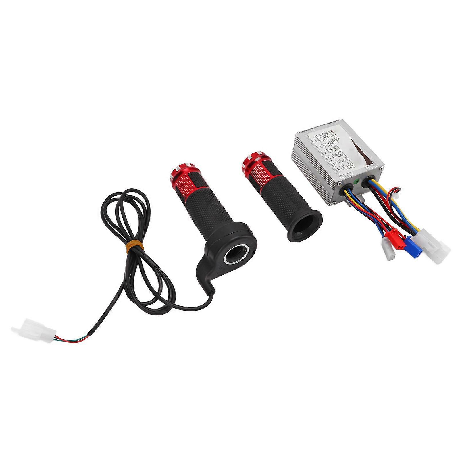48V 500W Brushed Controller with Red Crystal Twist Grip Set