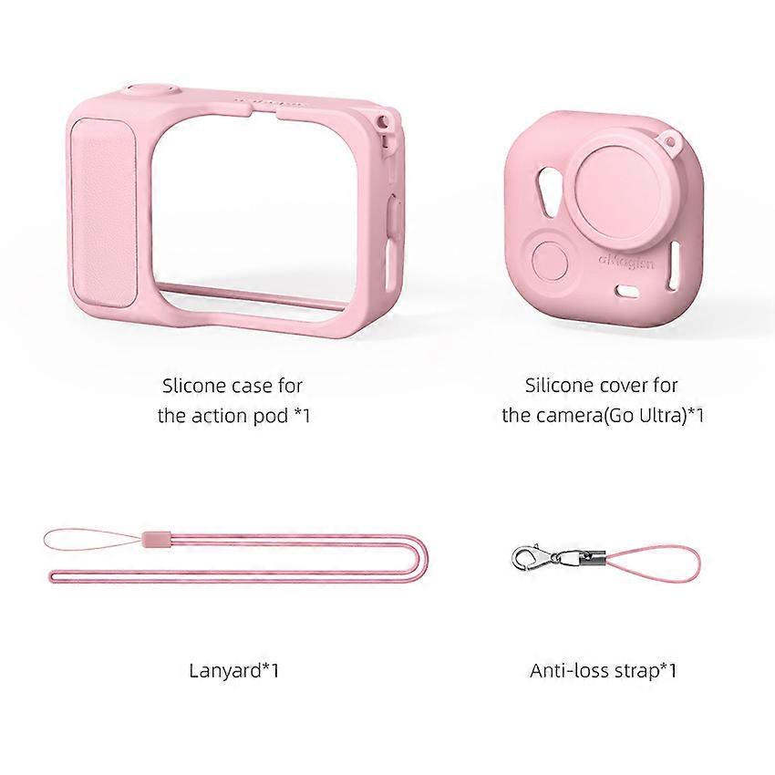 Camera Silicone Protective Case Action Camera Protective Accessories for Insta360 GO Ultra (Pink)