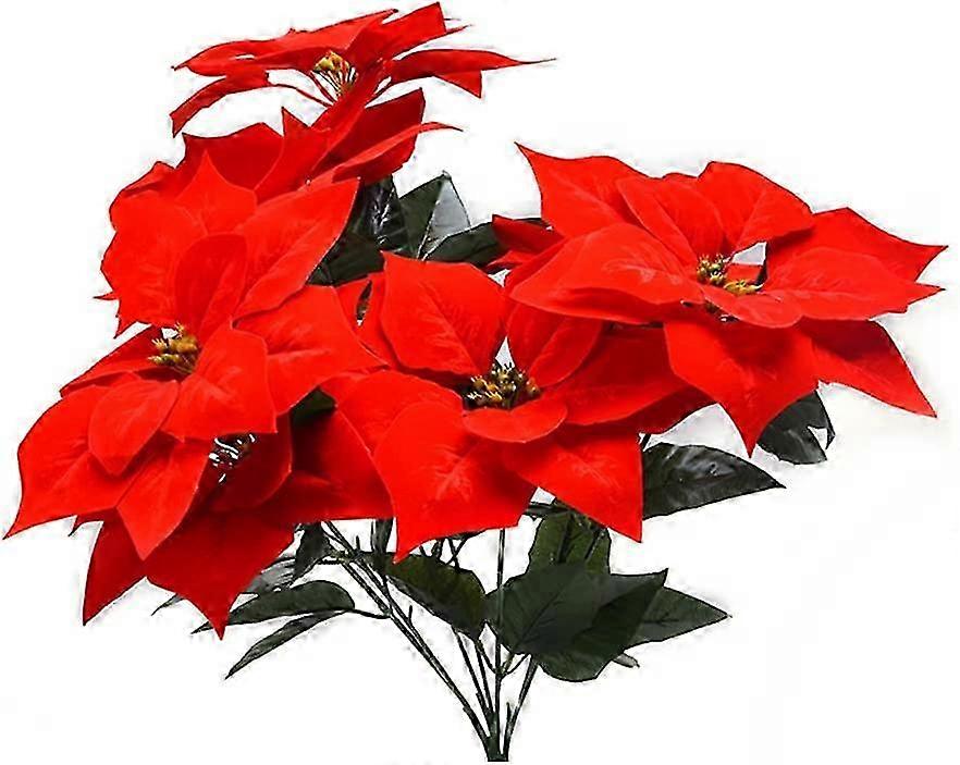 Real Touch Artificial Flannel Poinsettia Bushes & Christmas Tree Bouquets