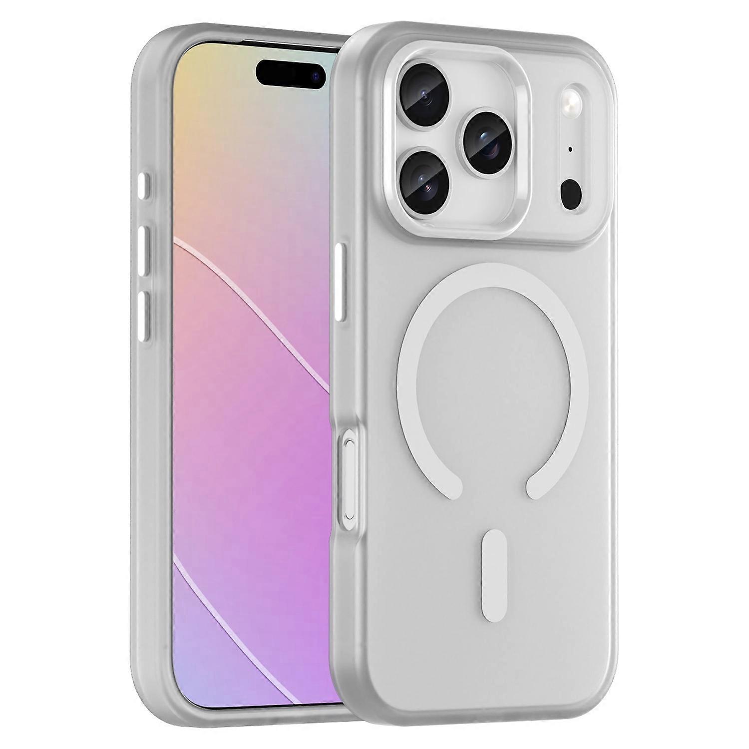 For iPhone 17 Pro Case Compatible with MagSafe TPU+PC Matte Translucent Phone Back Cover - White