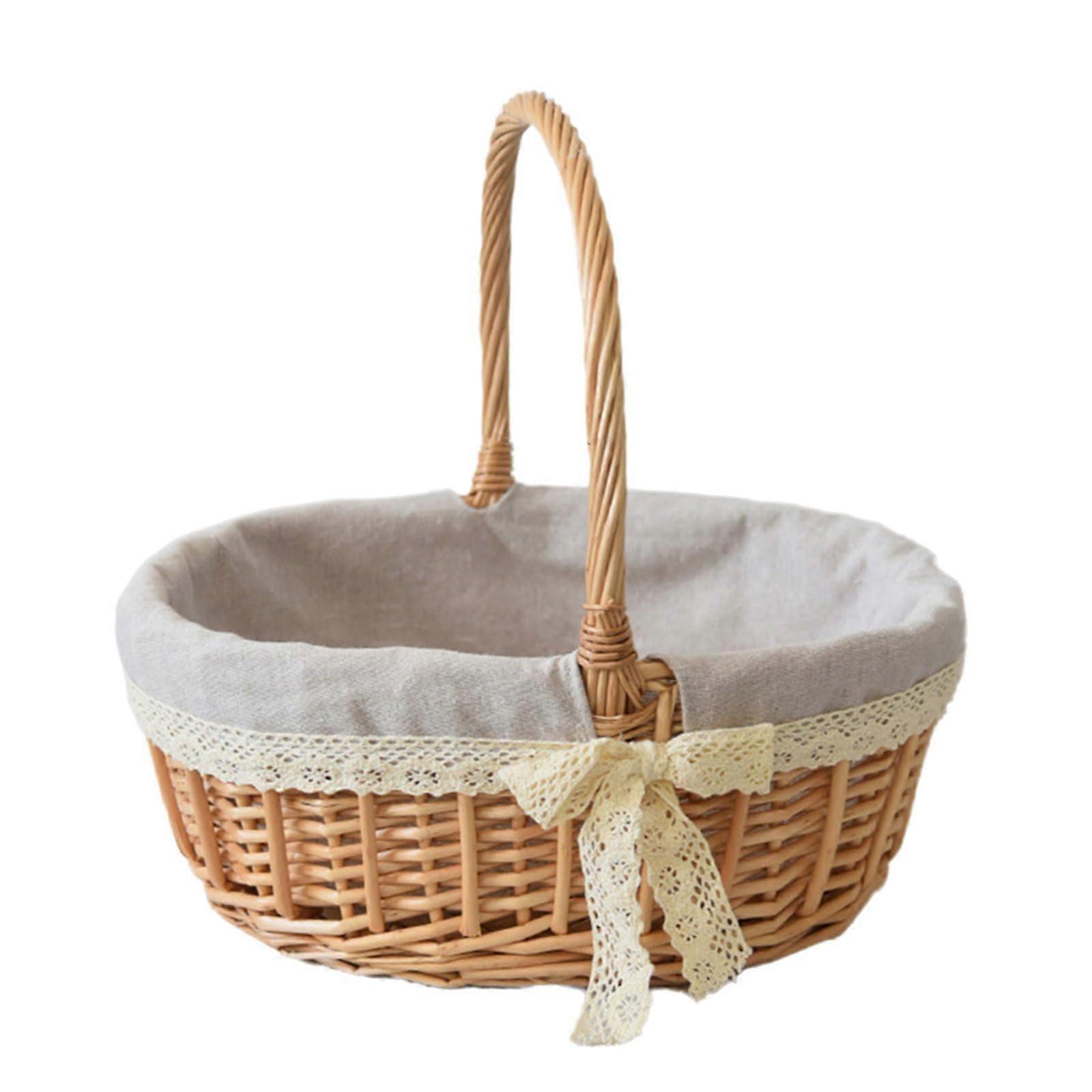 Wicker Basket Multipurpose Portable For Groceries Or Outdoor Activities With Comfortable Handle Easy To Clean