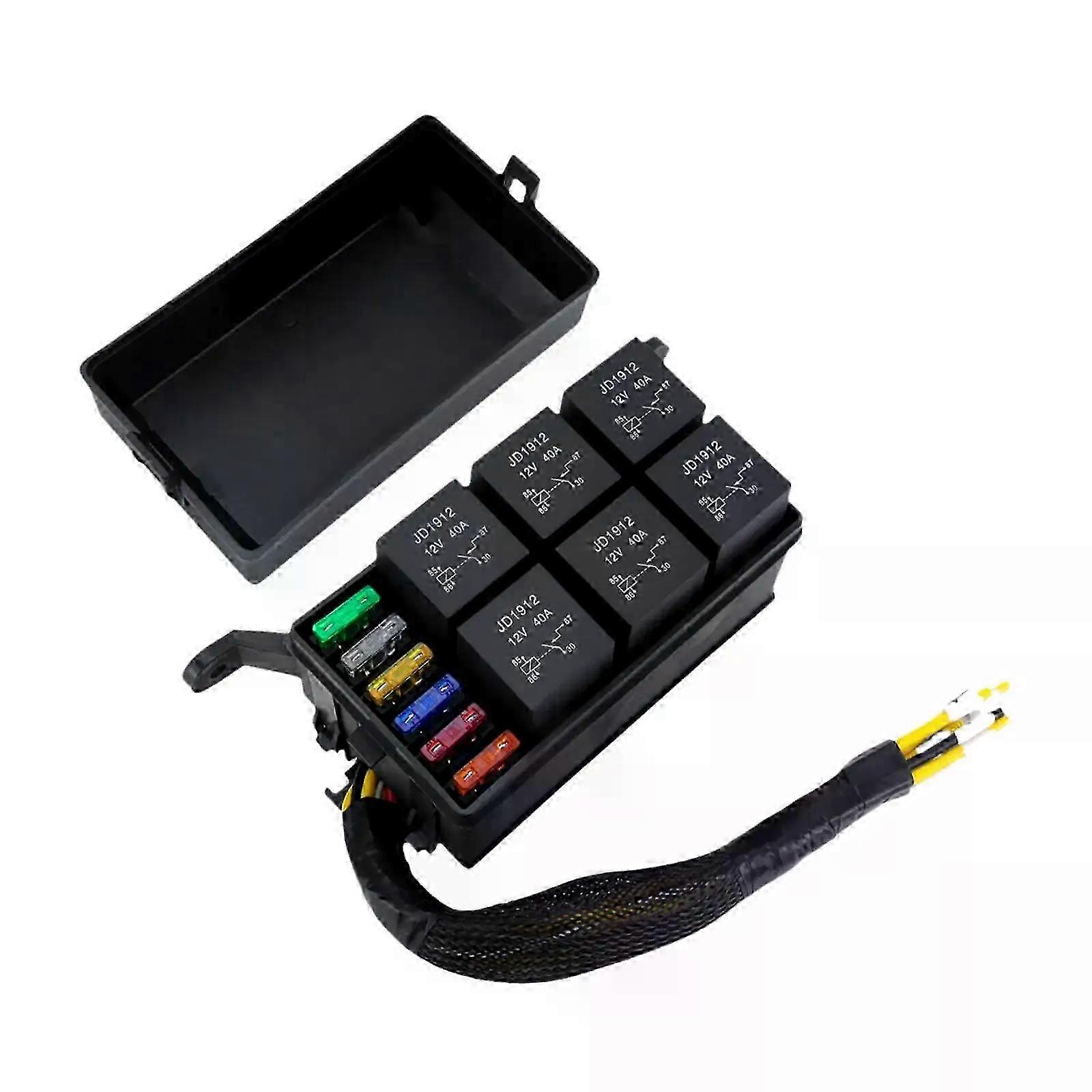 12V Relay Box 6 Way Waterproof with Fuse Automotive Circuit Protection Accessory