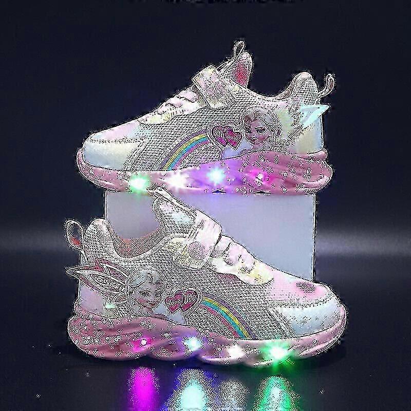 Tênis infantis com luzes de LED e piscantes para meninas