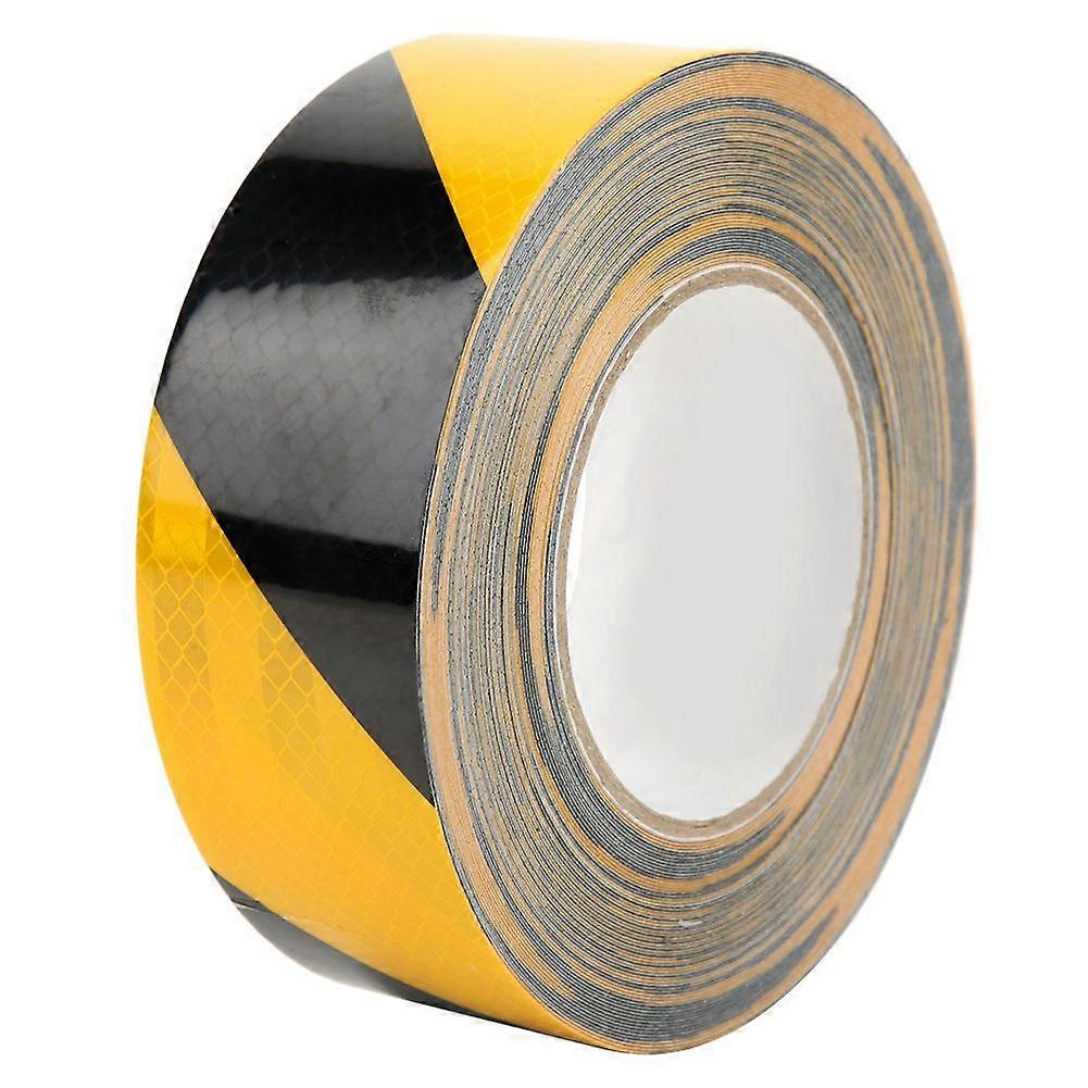 Black Yellow Highlight Reflective Safety Warning Self Adhesive Tape Sticker 50mm x 25m