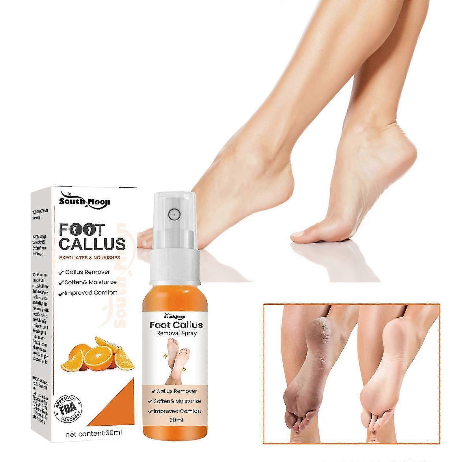 Spray esfoliante para os pés South Moon, remove a pele morta, limpa, repara, áspera e spray de remoção de calos