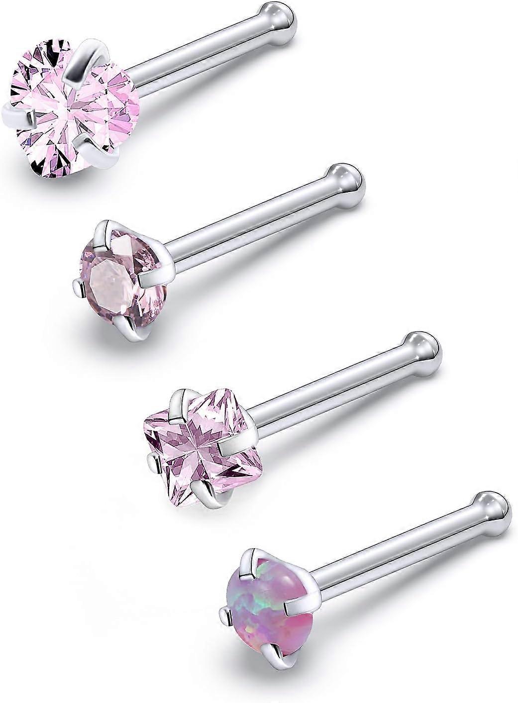 F136 Titanium Nose Rings Studs 20G Straight Nose Stud L Shaped Nose Studs Nose Screw Studs Diamond Nose Stud Heart Nose Stud Corkscrew Nose