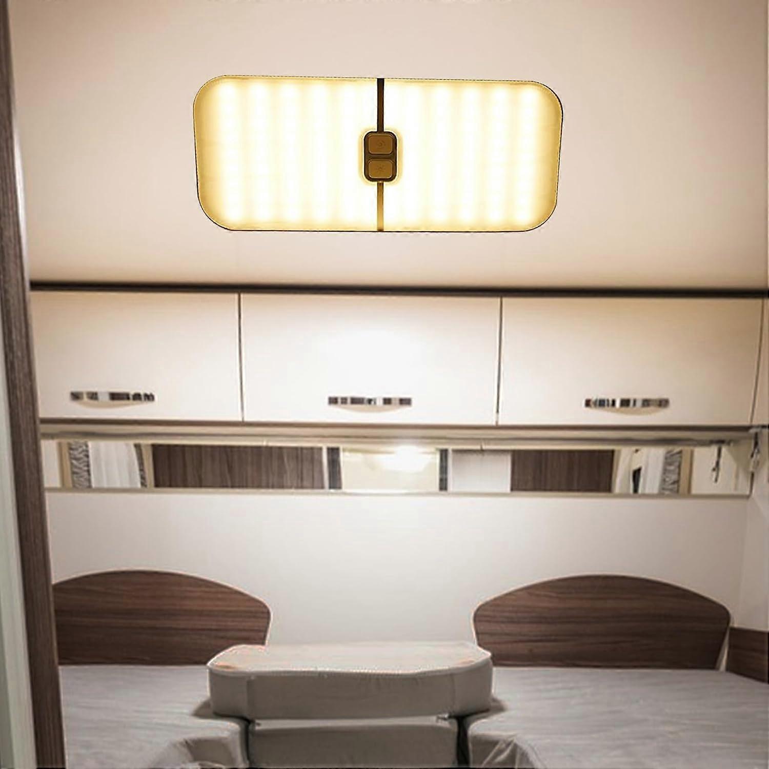 LED RV Ceiling Light - Adjustable Brightness Triple Color Temperature Interior Fixture 12-30V for Reading and Camping