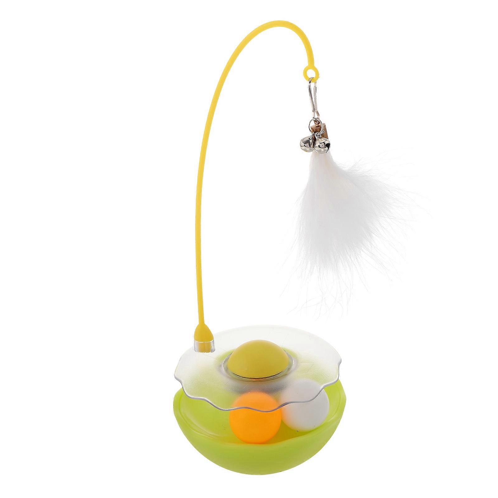 Interactive Cat Toy Turntable Ball with Teaser for Indoor Use 3Pcs