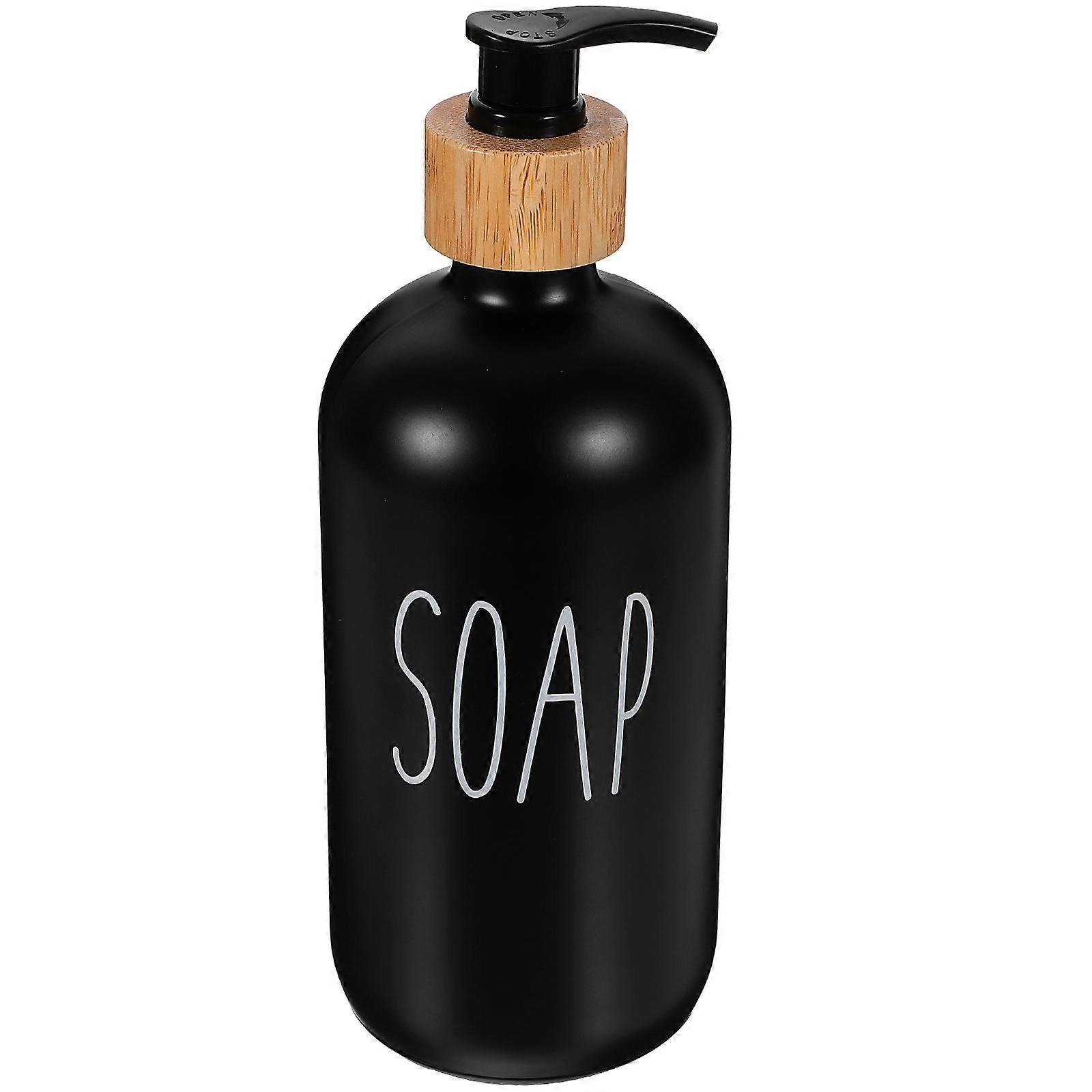 Hand Soap Dispenser Glass Bottle Refillable with Pump 2Pcs Black