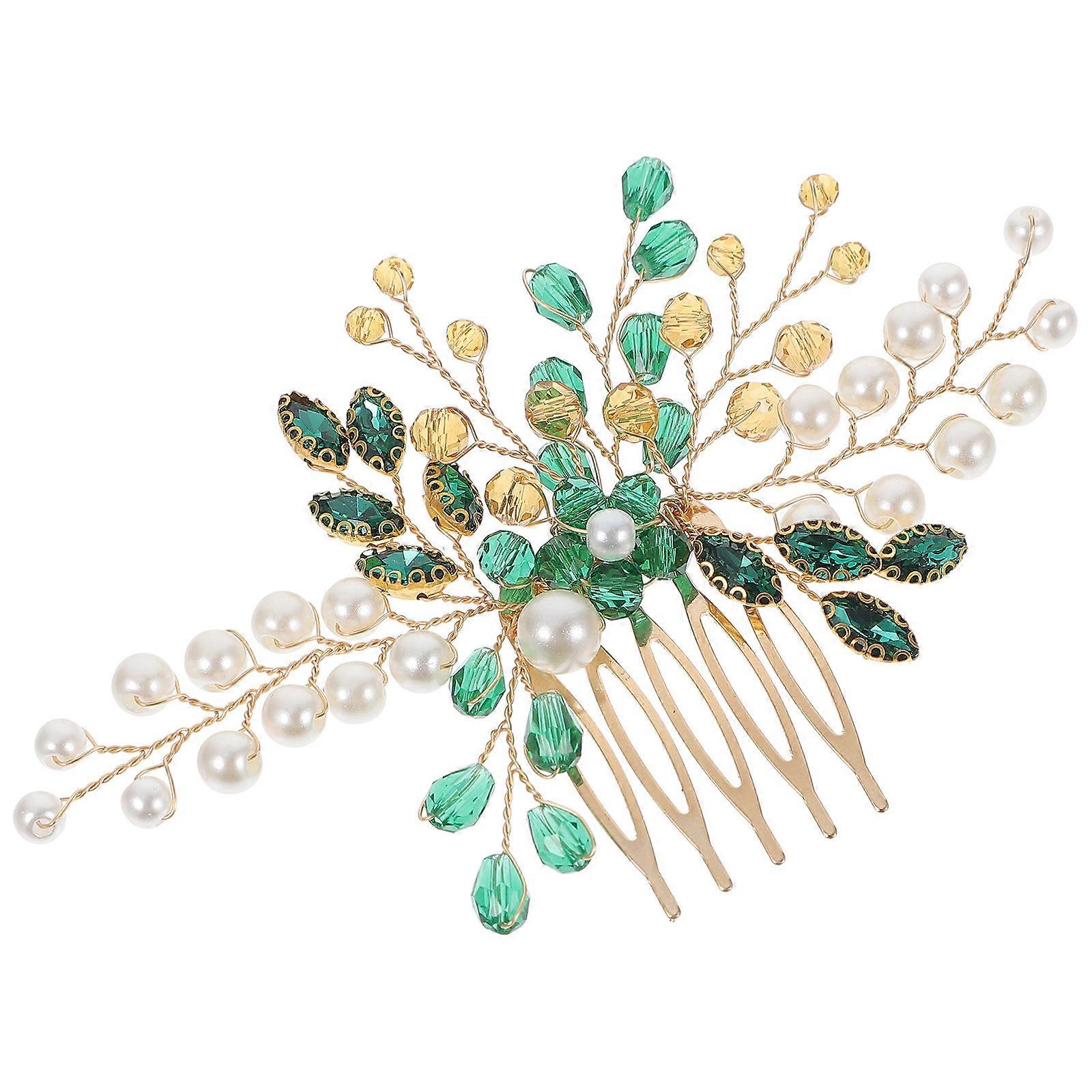 Green Decorative Hair Comb for Wedding Styling 5Pcs Set