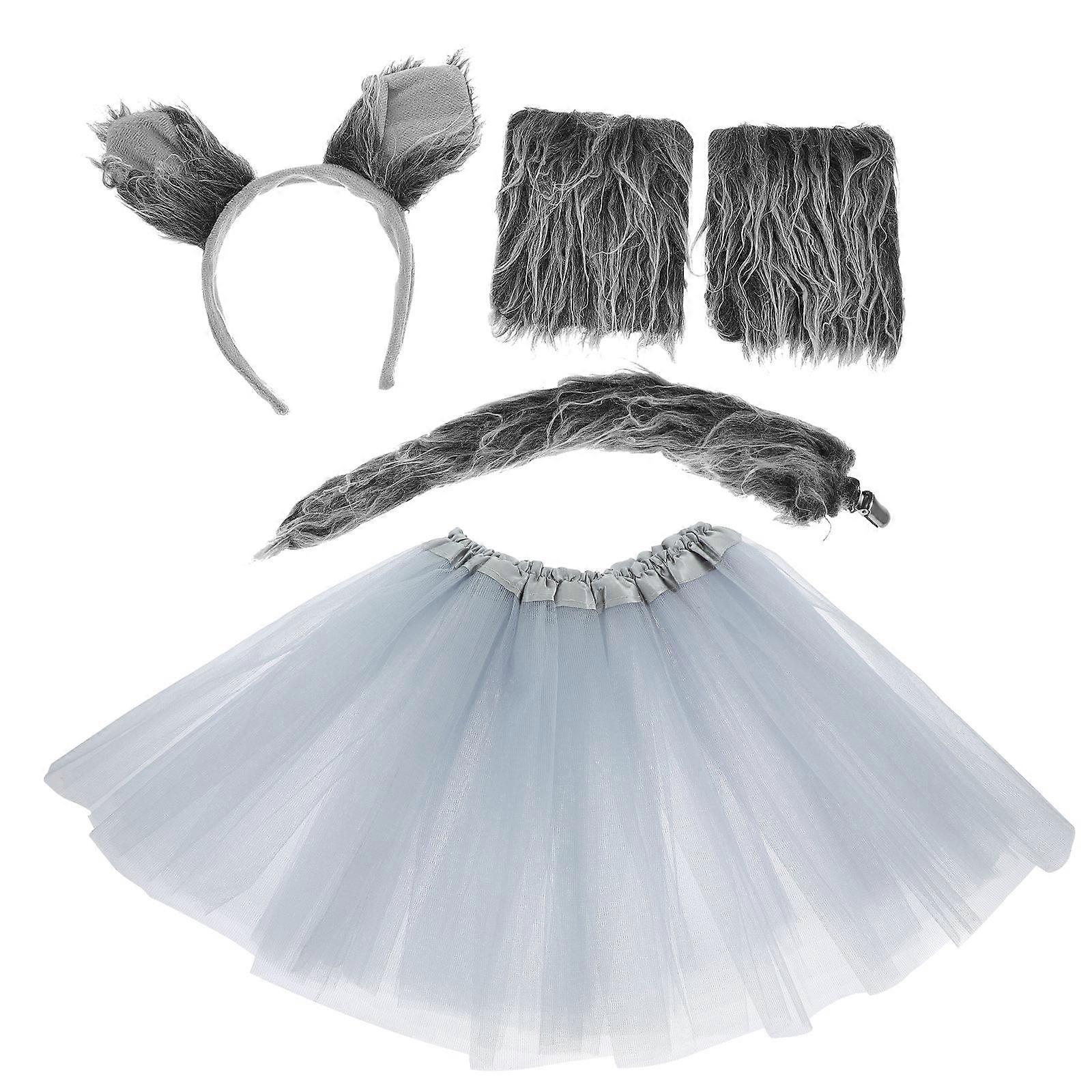 Wolf Costume for Cosplay with Ear Headband Tail Gloves 4Sets