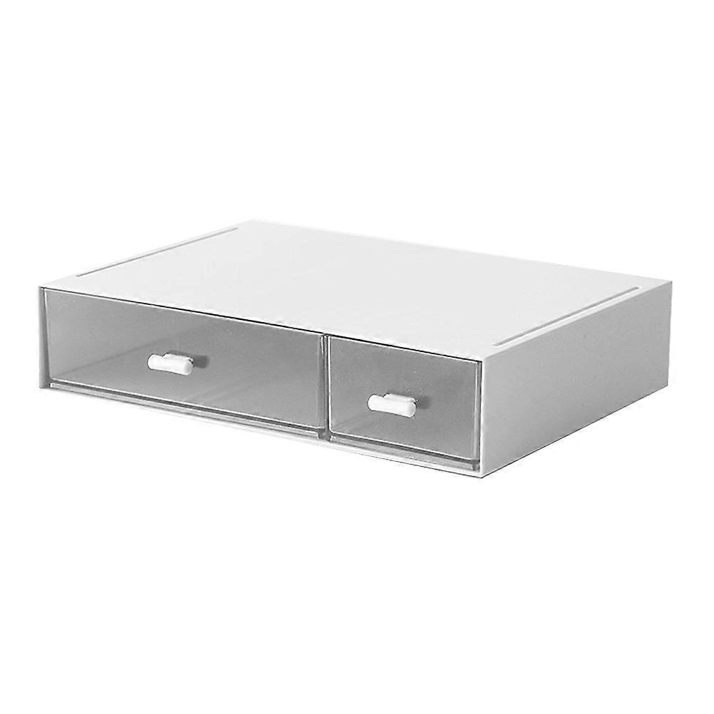 Plastic Storage Organizer Desktop Double-Drawer Box for 3Pcs Storage