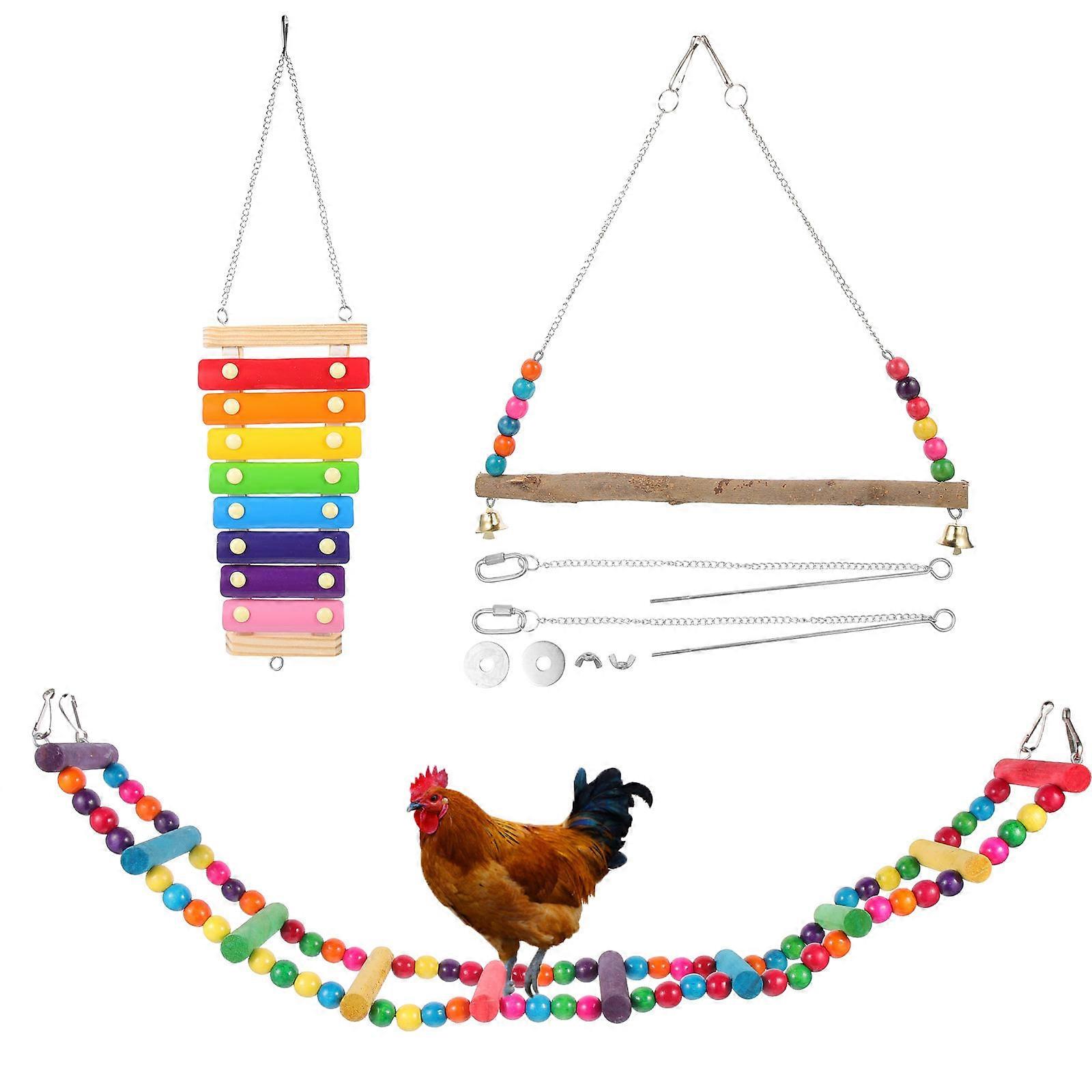 Pet Chicken Toys Hanging Chew Toys for Coop 3Sets Creative Plaything